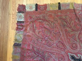 Early handmade huge antique Kashmir paisley kani shawl for PANKAJ only 3