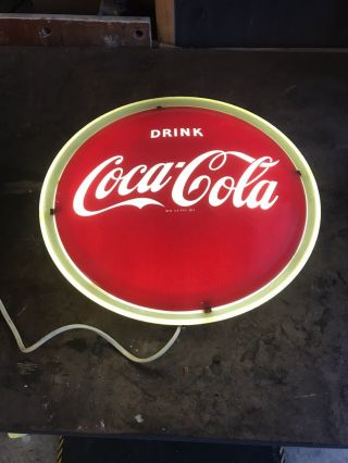 Vintage 1950s Coca Cola Button Light Neon Products Inc 18”