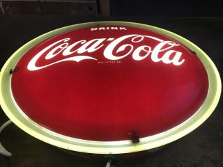 vintage 1950s Coca Cola Button LiGht Neon Products Inc 18” 2