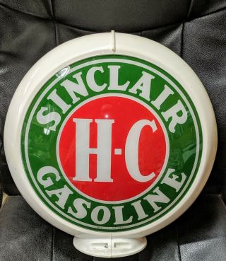 Old Sinclair Hc Gasoline 13.  5 Inch Gas Pump Globe Capco 1 Lens