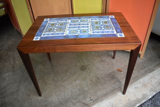 Mcm Danish Modern Rosewood And Tile Mosaic Side End Table 50 