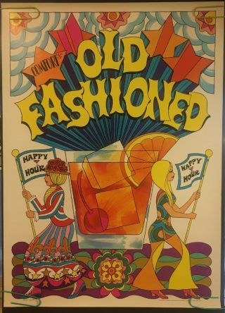 Vintage Poster Southern Comfort Old Fashioned Liquor Psychedelic Pin - Up