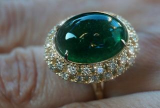 Diamond & Emerald Ring Yellow Gold 14k Natural Real Gia 13.  63ct Retail $17500