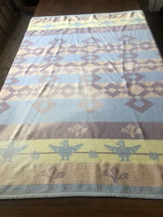 Vintage Beacon Cotton Camp Blanket Southwestern Designs And Thunderbirds 64x61