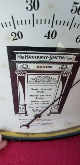 Antique Vintage Brockway Smith Boston Advertising Thermometer 2