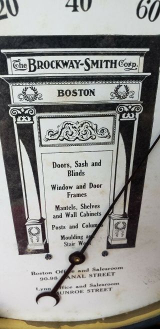 Antique Vintage Brockway Smith Boston Advertising Thermometer 3