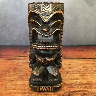 Hawaii Tiki Statue Figurine Carved Wood Tribal Figure From Hawaii Souvenir 6 "