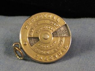 Rare Victorian 9ct Gold & Silver Perpetual Calendar Watch Fob 1862 Charm
