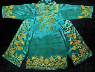 Gorgeous Uzbek Gold Silk Embroidered Robe Chapan Bukhara T745
