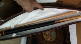 Vintage Pool Stick Cue 1.  4 Lbs With Inlay 58 " Long & Carrying Case Very
