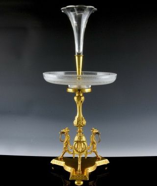 Stunning Large C1870 Victorian Gold Gilt Epns Gryphon Figural Epegne Centerpiece