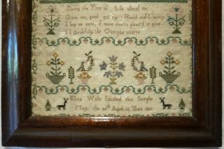 EARLY 19TH CENTURY HOUSE,  MOTIF & VERSE SAMPLER BY ELIZA WELLS AGED 13 - 1823 3