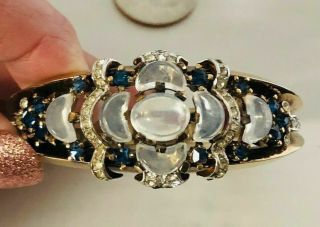 Rare Crown Trifari Alfred Philippe Claire De Lune/blue Rhinestone Cuff Bracelet