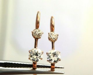 Antique Victorian 14k Rose Gold And.  60ct Mine Cut Diamond Earrings