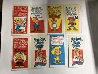 8 1965 Topps Rat Fink Greeting Cards In Near Great Partial Set