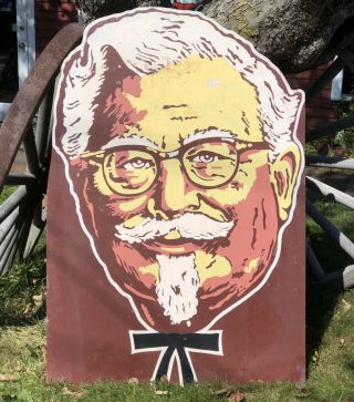 Rare Vintage Kfc Colonel Sanders Fast Food Fried Chicken Large Wooden Sign