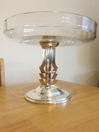 Stunning Art Deco Silver Plate And Glass Bowl Norblin & Co Galw Warszawa