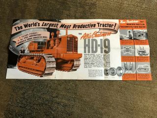 Vintage Allis Chalmers HD - 19 Crawler Tractor Dealer ' s Sales Brochure Folding 3