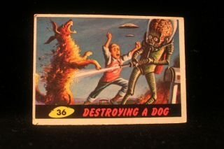 Vintage 1962 Mars Attack Trading Card " Destroying A Dog " 36 G Vg