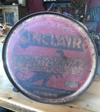 Antique Sinclair Opaline Motor Oil Rocker Can Dinosaur Rare Gas Station Vin