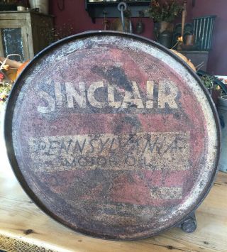 Antique Sinclair Opaline Motor Oil Rocker Can Dinosaur Rare Gas Station Vin 2