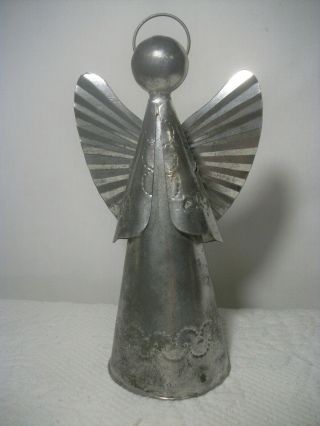 Vintage Primitive Mexican Folk Art Punched Tin Christmas Angel