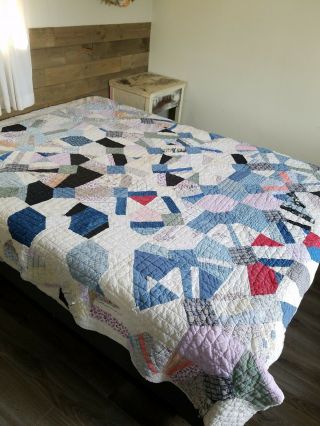 Vintage Handmade Patchwork Quilt Top 78x74 Full Size