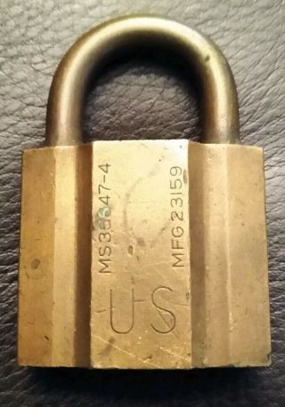 Vintage Antique " Us " Brass Lock Padlock No Key Made In Usa Old