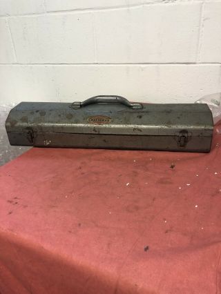 Vtg Craftsman Coffin Metal Tool Box With Built In Socket Tray 19.  5 " Long