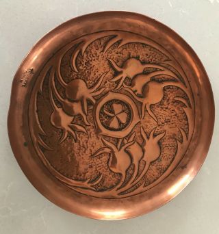 Rare Arts & Crafts Irish Youghal Art Metal Copper Pin Dish