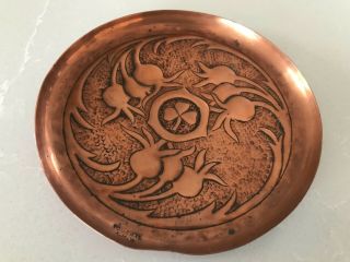 Rare Arts & Crafts Irish Youghal Art Metal Copper Pin Dish 3