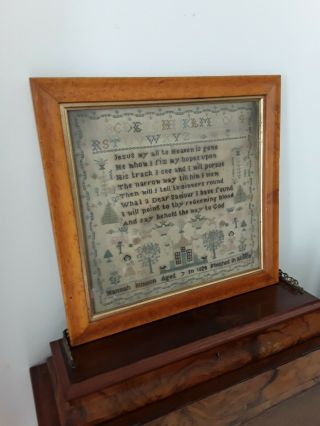 Early 19th Century Antique English Needlework Sampler Dated 1824