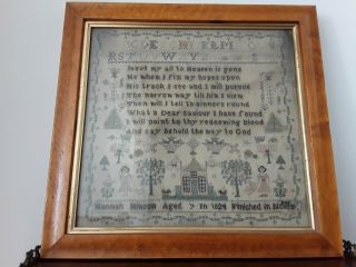 Early 19th Century Antique English Needlework Sampler Dated 1824 2