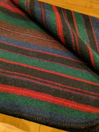 Woolrich Dark Green Stripe Wool Blanket Throw 60 inches x 73 inches Made in USA 3
