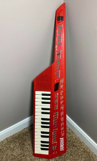 Vintage 1987 Yamaha Shs - 10r Red Keytar Fm Digital Keyboard (no Battery Cover)