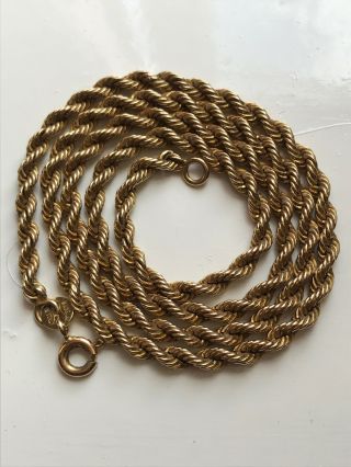 Vintage 9ct Gold Rope Chain Necklace 3.  52g