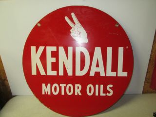 Vintage 50s - 60s Kendall Motor Oil Double - Sided Porcelin Near Metal Sign
