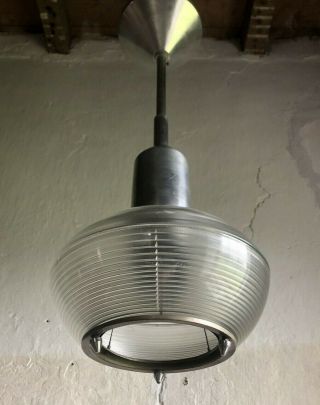 Rare Mid Century French Ceiling Light By Holophane.  1950s Modernist