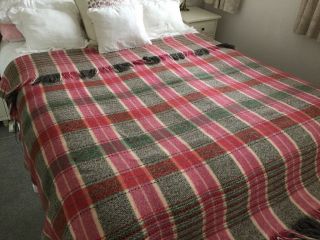 Vintage Welsh Wool Blanket Throw 86x76 "
