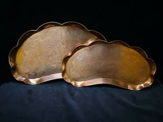 Eustace Brothers Cornish Arts & Crafts Art Nouveau Beaten Copper Trays