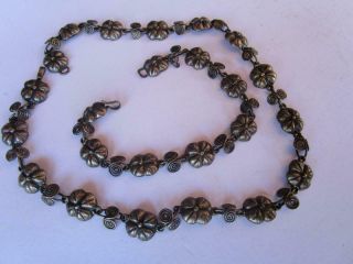 Vintage Taxco Mexican Sterling Silver Flower Necklace Bracelet Set Va Eagle 3
