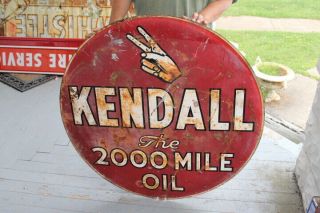 Large Vintage 1950 Kendall Motor Oil Gas Station 2 Sided 36 " Metal Sign