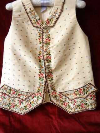 A Stunning Early 19th Century Georgian Hand Embroidered On Silk Waistcoat