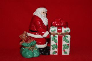 Partylite Jolly Santa Claus W/present Trinket Box Votive Candle Holder