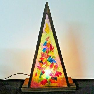 Vintage Mid Century Modern Plastic Lucite Lighted Christmas Tree Tv Lamp 1960s