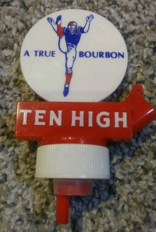 Vtg Ten High A True Bourbon Football Player Bottle Pourer Pour Spout Topper 4 "