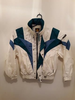 Womens Descente Ski Jacket Size Sm White Teal Green Blue 90 