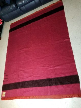 Vintage Hudsons Bay Point Red,  Black Stripe Wool Blanket 62 X 82