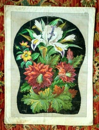 Antique Berlin Woolwork hand - painted PAIR charts pattern 19th century 2