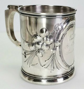 Antique 19th C.  Gorham American Coin Silver Mug Christening Cup C.  1861